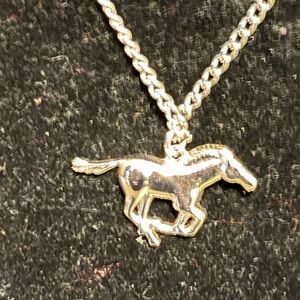 Avon Silver Mustang Horse Pendant Necklace